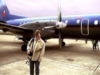 Sara in front of the plane